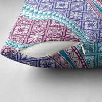 Hawaiian Quilt Pattern Pillow Cover Purple Blue Color Mixed - Polynesian Pride