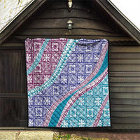Hawaiian Quilt Pattern Quilt Purple Blue Color Mixed - Polynesian Pride