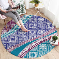 Hawaiian Quilt Pattern Round Carpet Purple Blue Color Mixed - Polynesian Pride