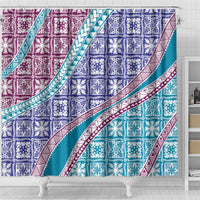 Hawaiian Quilt Pattern Shower Curtain Purple Blue Color Mixed - Polynesian Pride