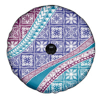 Hawaiian Quilt Pattern Spare Tire Cover Purple Blue Color Mixed - Polynesian Pride