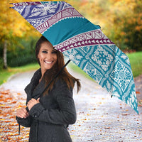 Hawaiian Quilt Pattern Umbrella Purple Blue Color Mixed - Polynesian Pride