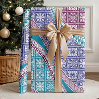 Hawaiian Quilt Pattern Wrapping Paper Purple Blue Color Mixed - Polynesian Pride