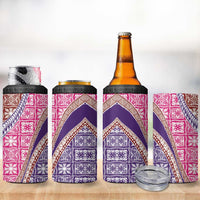 Hawaiian Quilt Pattern 4 in 1 Can Cooler Tumbler Sweet Color Mixed - Polynesian Pride