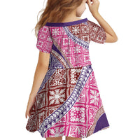 Hawaiian Quilt Pattern Family Matching Off The Shoulder Long Sleeve Dress and Hawaiian Shirt Sweet Color Mixed - Polynesian Pride