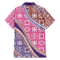 Hawaiian Quilt Pattern Family Matching Off Shoulder Maxi Dress and Hawaiian Shirt Sweet Color Mixed - Polynesian Pride