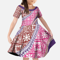 Hawaiian Quilt Pattern Family Matching Short Sleeve Bodycon Dress and Hawaiian Shirt Sweet Color Mixed - Polynesian Pride
