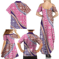 Hawaiian Quilt Pattern Family Matching Summer Maxi Dress and Hawaiian Shirt Sweet Color Mixed - Polynesian Pride