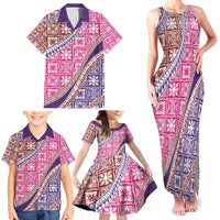 Hawaiian Quilt Pattern Family Matching Tank Maxi Dress and Hawaiian Shirt Sweet Color Mixed - Polynesian Pride