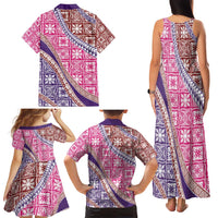 Hawaiian Quilt Pattern Family Matching Tank Maxi Dress and Hawaiian Shirt Sweet Color Mixed - Polynesian Pride