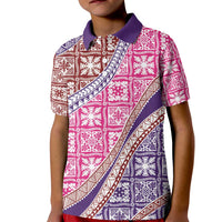 Hawaiian Quilt Pattern Kid Polo Shirt Sweet Color Mixed - Polynesian Pride