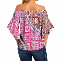Hawaiian Quilt Pattern Off Shoulder Wrap Waist Top Sweet Color Mixed LT01 - Polynesian Pride