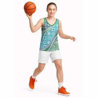 Hawaiian Quilt Pattern Basketball Jersey Fresh Color Mixed - Polynesian Pride