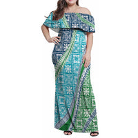 Hawaiian Quilt Pattern Family Matching Off Shoulder Maxi Dress and Hawaiian Shirt Fresh Color Mixed - Polynesian Pride