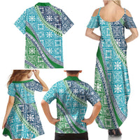 Hawaiian Quilt Pattern Family Matching Summer Maxi Dress and Hawaiian Shirt Fresh Color Mixed - Polynesian Pride