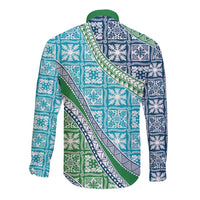 Hawaiian Quilt Pattern Long Sleeve Button Shirt Fresh Color Mixed - Polynesian Pride