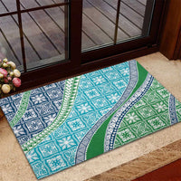Hawaiian Quilt Pattern Rubber Doormat Fresh Color Mixed - Polynesian Pride