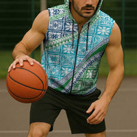 Hawaiian Quilt Pattern Sleeveless Zip Hoodie Fresh Color Mixed - Polynesian Pride