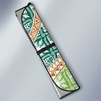 Hawaiian Quilt Pattern Auto Sun Shade Green Chestnut Color Mixed - Polynesian Pride