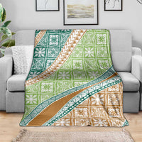 Hawaiian Quilt Pattern Blanket Green Chestnut Color Mixed - Polynesian Pride