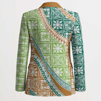 Hawaiian Quilt Pattern Blazer Green Chestnut Color Mixed - Polynesian Pride