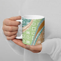 Hawaiian Quilt Pattern Ceramic Mug Green Chestnut Color Mixed - Polynesian Pride
