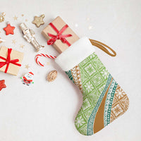 Hawaiian Quilt Pattern Christmas Stocking Green Chestnut Color Mixed - Polynesian Pride