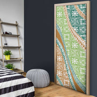 Hawaiian Quilt Pattern Door Cover Green Chestnut Color Mixed - Polynesian Pride