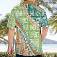 Hawaiian Quilt Pattern Hawaiian Shirt Green Chestnut Color Mixed - Polynesian Pride