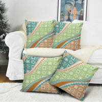 Hawaiian Quilt Pattern Pillow Cover Green Chestnut Color Mixed - Polynesian Pride