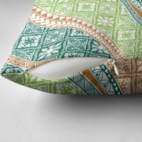 Hawaiian Quilt Pattern Pillow Cover Green Chestnut Color Mixed - Polynesian Pride