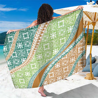 Hawaiian Quilt Pattern Sarong Green Chestnut Color Mixed - Polynesian Pride