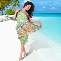 Hawaiian Quilt Pattern Sarong Green Chestnut Color Mixed - Polynesian Pride