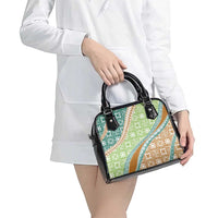 Hawaiian Quilt Pattern Shoulder Handbag Green Chestnut Color Mixed - Polynesian Pride
