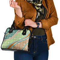 Hawaiian Quilt Pattern Shoulder Handbag Green Chestnut Color Mixed - Polynesian Pride