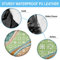 Hawaiian Quilt Pattern Spare Tire Cover Green Chestnut Color Mixed - Polynesian Pride