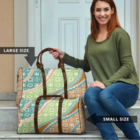 Hawaiian Quilt Pattern Travel Bag Green Chestnut Color Mixed - Polynesian Pride