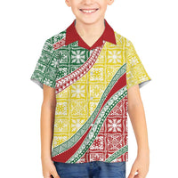 Hawaiian Quilt Pattern Family Matching Off Shoulder Maxi Dress and Hawaiian Shirt Special Color Mixed - Polynesian Pride