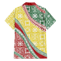 Hawaiian Quilt Pattern Family Matching Off Shoulder Short Dress and Hawaiian Shirt Special Color Mixed - Polynesian Pride