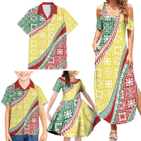 Hawaiian Quilt Pattern Family Matching Summer Maxi Dress and Hawaiian Shirt Special Color Mixed - Polynesian Pride