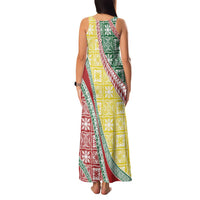 Hawaiian Quilt Pattern Family Matching Tank Maxi Dress and Hawaiian Shirt Special Color Mixed - Polynesian Pride