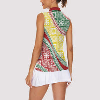 Hawaiian Quilt Pattern Women Sleeveless Polo Shirt Special Color Mixed - Polynesian Pride
