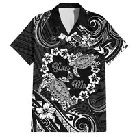 Polynesian Turtle Valentine Family Matching Tank Maxi Dress and Hawaiian Shirt You And Me Hibiscus Heart LT01 Dad's Shirt - Short Sleeve Black - Polynesian Pride