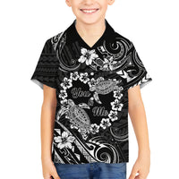Polynesian Turtle Valentine Kid Hawaiian Shirt You And Me Hibiscus Heart LT01 Kid Black - Polynesian Pride