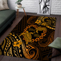 Polynesian Turtle Valentine Area Rug You And Me Gold Hibiscus Heart LT01 Gold - Polynesian Pride
