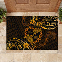 Polynesian Turtle Valentine Rubber Doormat You And Me Gold Hibiscus Heart LT01 - Polynesian Pride