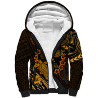Polynesian Turtle Valentine Sherpa Hoodie You And Me Gold Hibiscus Heart LT01 Unisex Gold - Polynesian Pride