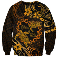 Polynesian Turtle Valentine Sweatshirt You And Me Gold Hibiscus Heart LT01 Unisex Gold - Polynesian Pride