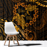 Polynesian Turtle Valentine Window Curtain You And Me Gold Hibiscus Heart LT01 - Polynesian Pride