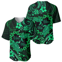 Polynesian Turtle Valentine Baseball Jersey You And Me Green Hibiscus Heart LT01 - Polynesian Pride